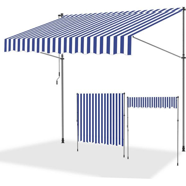 Tenda Da Sole Jopassy Tenda Da Sole Articolata Idrorepellente Per Balcone Tenda Da Sole Per Balcone Protezione Solare Tenda Da Sole Con Morsetti Blu E Bianco 1,5 M-image
