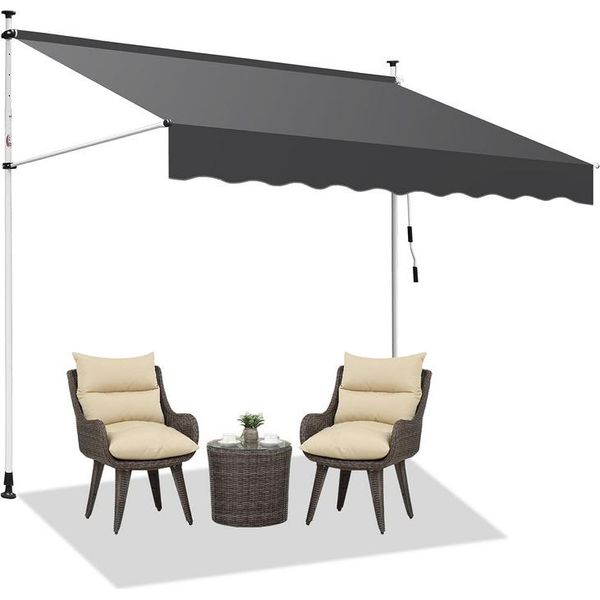 Tolletour Tenda Da Sole A Morsetto Tenda Da Sole Senza Forature Tenda Da Sole Per Balcone Regolabile In Altezza Tenda Da Sole Per Balcone 350 Cm Grigio-image