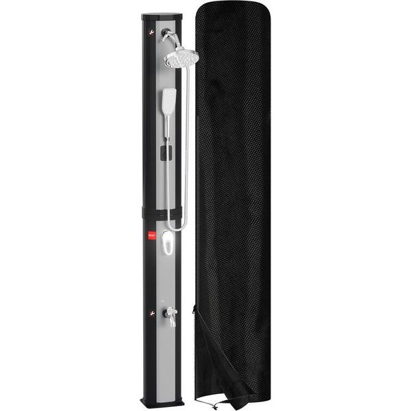 Doccia Solare Soffione Rotondo Attacco Per Tubo Da Giardino Doccia Solare Max. 65 °C Doccia Esterna 60 L Con Doccetta Con Custodia Protettiva Argento-image