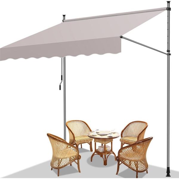 Yakimz Tenda Da Sole A Morsetto Tenda Da Sole Per Balcone Senza Foratura Tenda Da Sole Regolabile In Altezza Resistente Ai Raggi Uv E Idrorepellente 200 Cm Beige-image