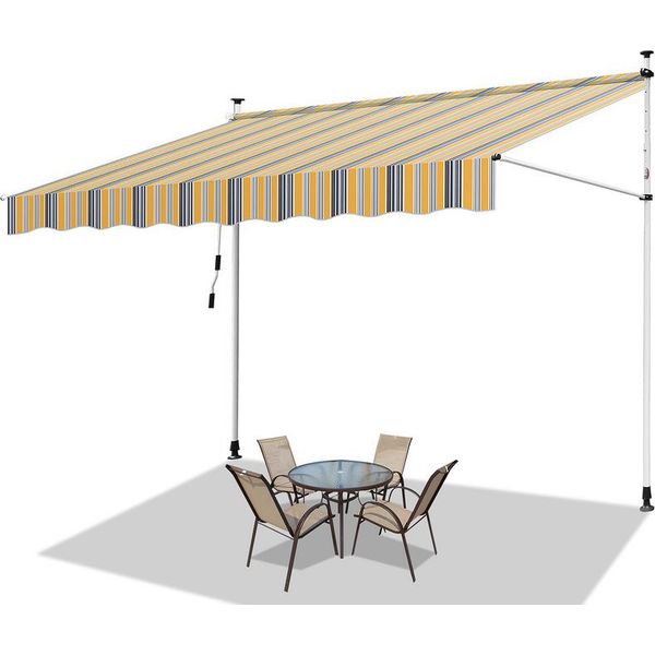 Tenda Da Sole Jopassy Tenda Da Sole Senza Forature Tenda Da Sole Per Balcone Regolabile In Altezza Tenda Da Sole Per Balcone 400 Cm Giallo Blu-image