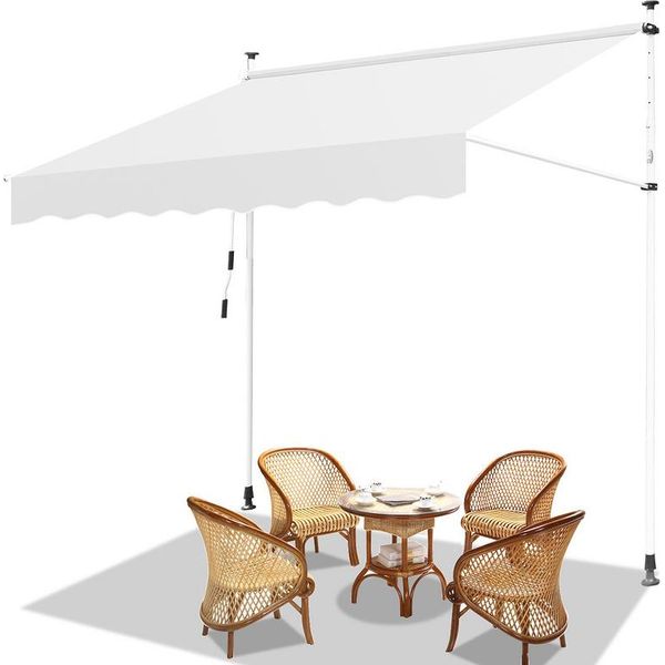 Tenda Da Sole Jopassy Tenda Da Sole Con Morsetti Tenda Da Sole Per Balcone Regolabile In Altezza Tenda Da Sole Senza Forature Per Terrazza Balcone 250 Cm Crema-image