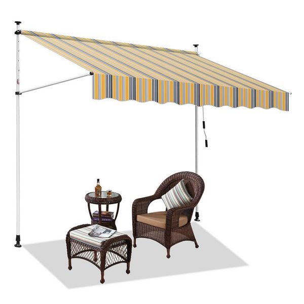 Hengda Tenda Da Sole A Morsetto Tenda Da Sole Senza Foratura Tenda Da Sole Per Balcone Regolabile In Altezza Tenda Da Sole Per Balcone 350 Cm Giallo Blu-image