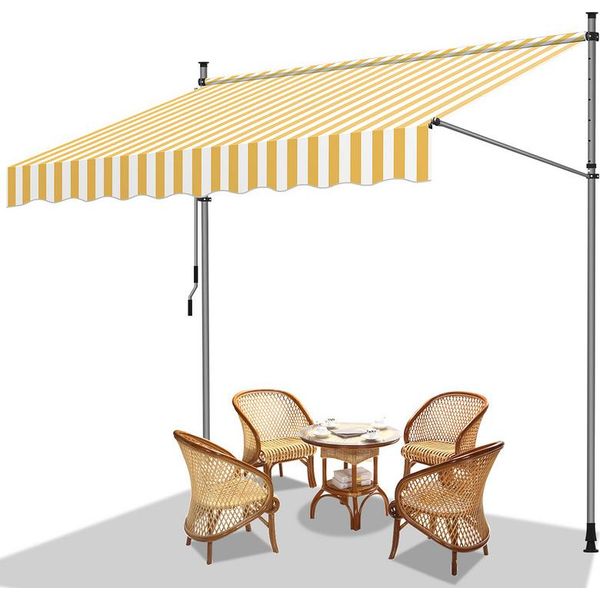 Tenda Da Sole Jopassy Senza Foratura Tenda Da Sole A Morsetto Tenda Da Sole Per Terrazza Balcone 250 Cm Bianco Giallo-image