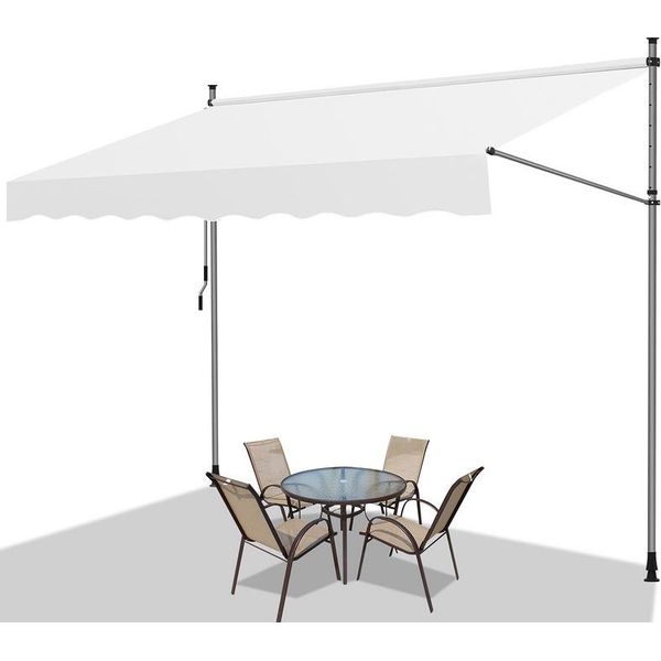 Jopassy Tenda Da Sole Senza Pinze Tenda Da Sole Per Balcone Tenda Da Sole Per Terrazza Balcone 350Cm Crema-image