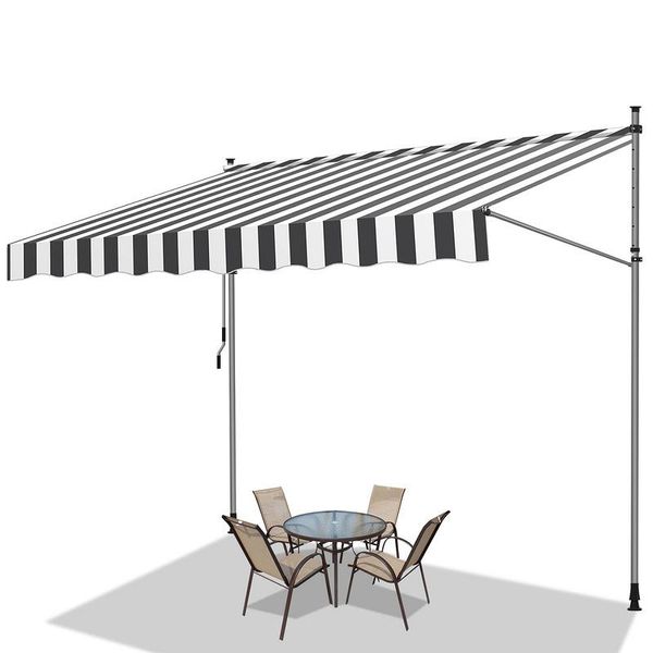 Tenda Da Sole Jopassy Senza Foratura Tenda Da Sole Con Morsetti Tenda Da Sole Per Terrazza Balcone 400 Cm Bianco Grigio-image