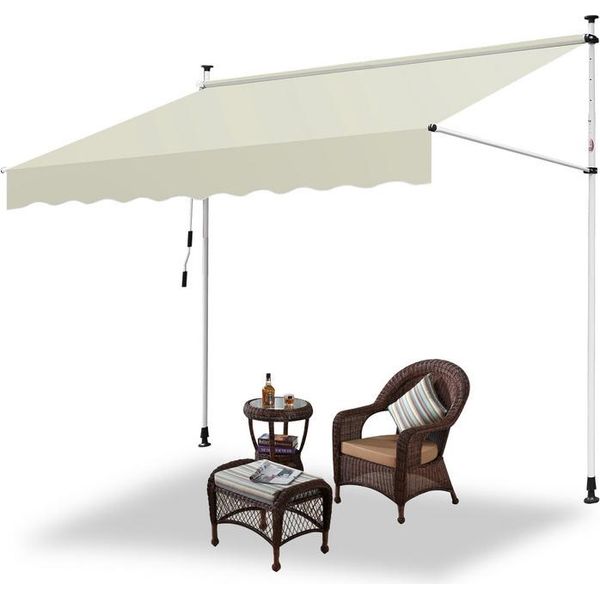 Tenda Da Sole Jopassy Tenda A Morsetto Tenda Da Balcone Regolabile In Altezza Tenda Da Sole Senza Foratura Per Terrazza Balcone 350 Cm Beige-image