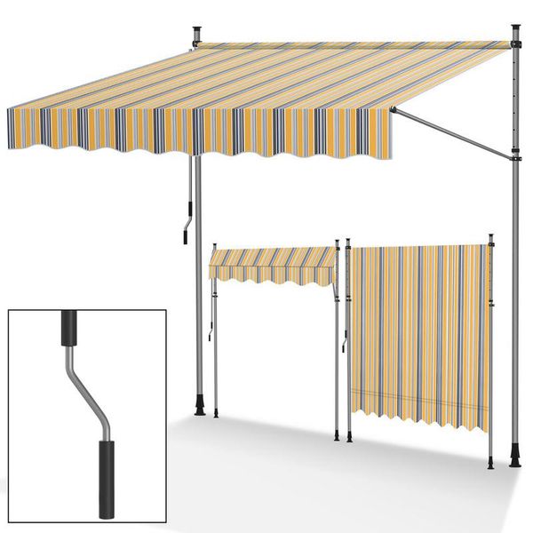 Hengda Tenda Da Sole Tenda Da Sole Articolata Idrorepellente Per Balcone Tenda Da Sole Per Balcone Protezione Solare Tenda Da Sole A Morsetto Giallo E Blu 2M-image