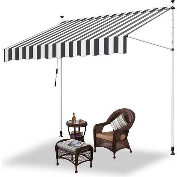 Tenda Da Sole A Morsetto Clanmacy Tenda Da Sole Senza Forature Tenda Da Sole Per Balcone Regolabile In Altezza Tenda Da Sole Per Balcone 250 Cm Bianco Grigio-image