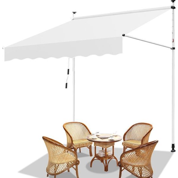 Tenda Da Sole Clanmacy Tenda Da Sole A Morsetto Tenda Da Balcone Regolabile In Altezza Tenda Da Sole Senza Trapano Per Terrazza Balcone 350 Cm Crema-image