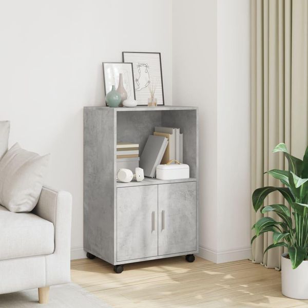 Vidaxl Armadio A Rotelle Grigio Cemento 55X40X91 Cm Materiale A Base Di Legno-image
