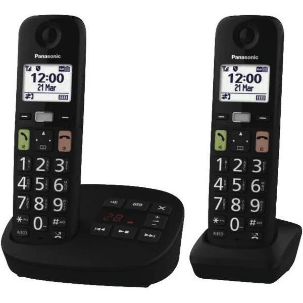 Panasonic KX-TGU132EXB, Telefono Analogico/Dect, Ricevitore Cordless, Nero-image