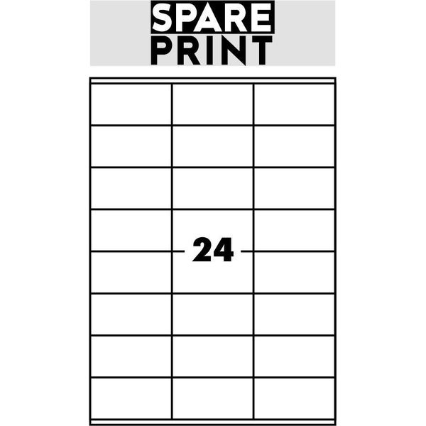 Spare Print Premium Etichette Autoadesive Bianche, 100 Fogli A4 In Scatola (1Arco/24X Etichetta 70X36Mm)-image