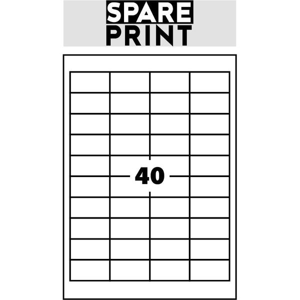 Spare Print Premium Etichette Autoadesive Bianche, 100 Fogli A4 In Scatola (1Arco/40X Etichetta 48,5X25,4Mm)-image