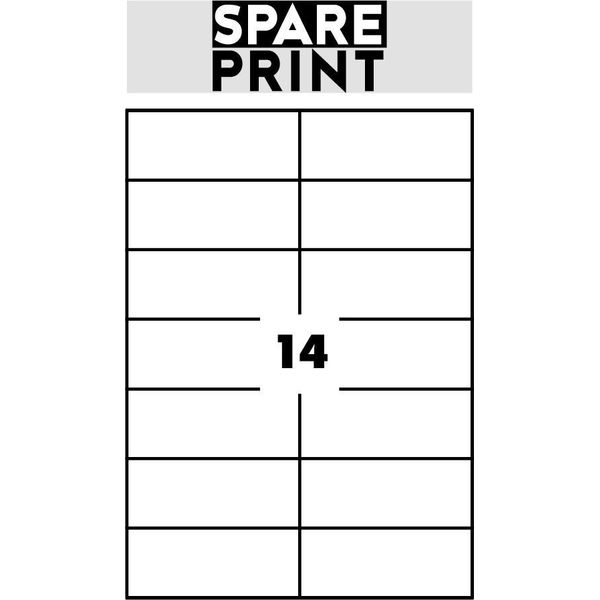 Spare Print Premium Etichette Autoadesive Bianche, 100 Fogli A4 In Scatola (1 Foglio/14X Etichetta 105X42,3Mm)-image