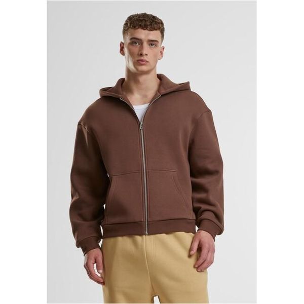 Urban Classics Uomo Fluffy Zip Hoody Marrone Cioccolato - M-image