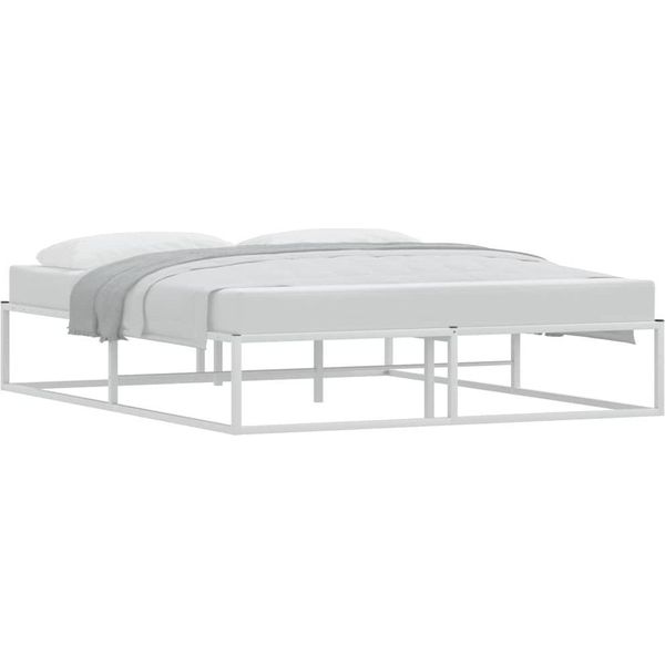 Vidaxl Struttura Letto Senza Materasso Bianco 160X200 Cm In Metallo-image