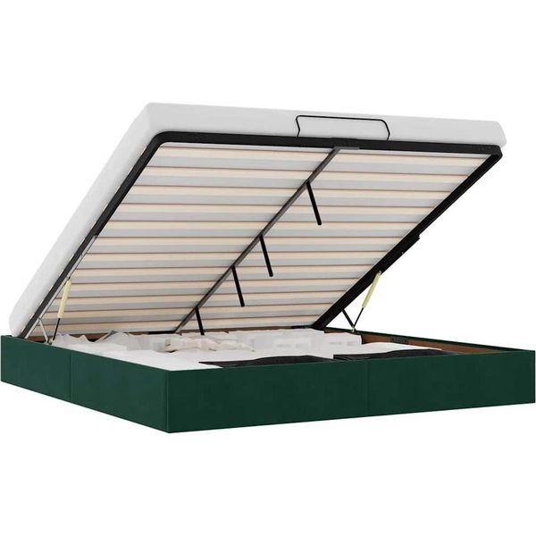 Vidaxl Ottoman Letto Senza Materasso Verde Scuro 200X200 Cm Velluto-image