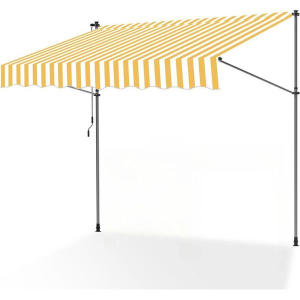 Aopunly Tenda Da Sole A Morsetto 400X120Cm Tenda Da Sole Per Balcone Regolabile In Altezza Con Manovella Protezione Solare Senza Foratura Per Terrazza E Balcone Giallo Bianco-image