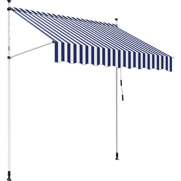 Tolletour Tenda Da Sole A Morsetto Tenda Da Sole Balcone Resistente Ai Raggi Uv Impermeabile Blu Bianco 200 Cm-image