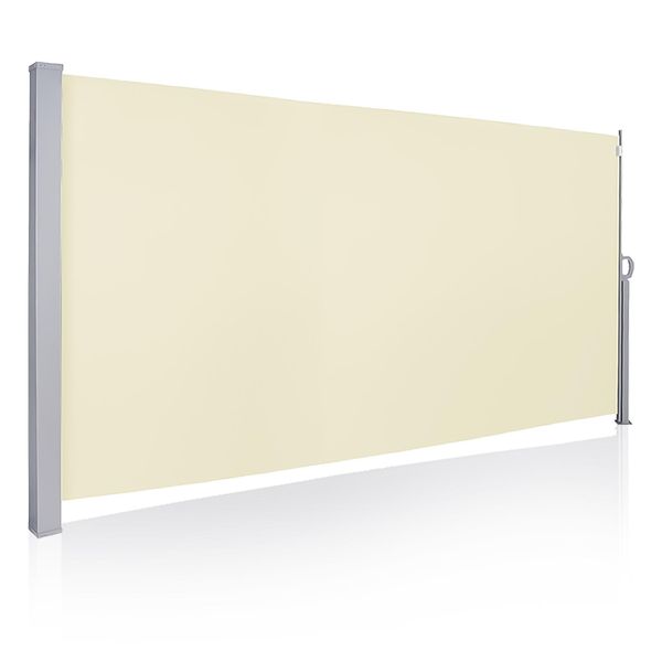 Aopunly Tenda Da Sole Laterale 160X300Cm Schermo Privacy Estensibile Opaco Protezione Solare Tenda Da Sole Balcone Terrazza Giardino Laterale Tenda A Rullo Frangivento Beige-image