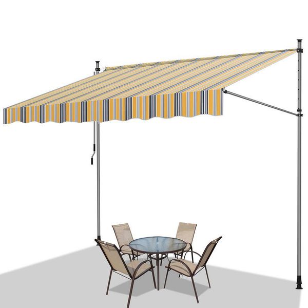 Tenda Da Sole Tolletour 350X120 Cm Tenda Da Sole Per Balcone Regolabile In Altezza Con Manovella Protezione Solare Senza Forature Per Terrazze E Balconi Giallo Blu-image