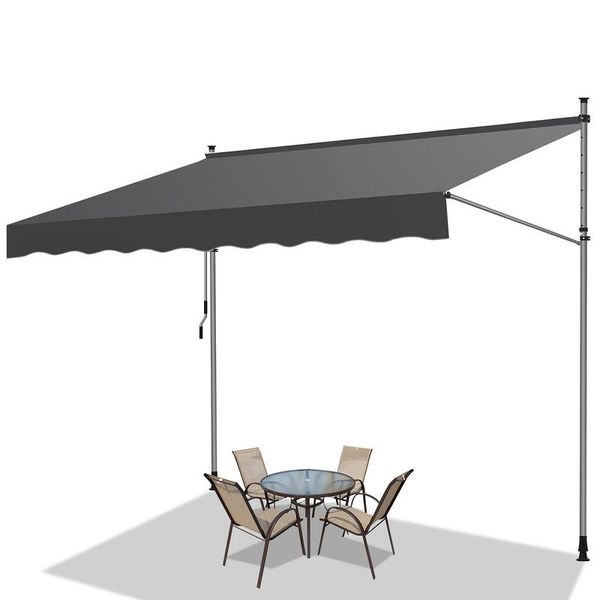 Tenda Da Sole Tolletour 400X120 Cm Tenda Da Sole Per Balcone Regolabile In Altezza Con Manovella Protezione Solare Senza Forature Per Terrazze E Balconi Grigio-image