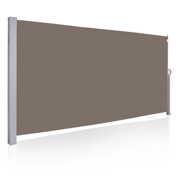 Aopunly Tenda Da Sole Laterale 160X300Cm Schermo Privacy Estensibile Opaco Protezione Solare Tenda Da Sole Balcone Terrazza Giardino Laterale Tenda A Rullo Frangivento Marrone-image