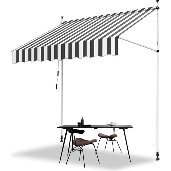 Tenda A Pinza Aopunly Tenda Da Sole Balcone Resistente Ai Raggi Uv Impermeabile Bianco Grigio 250Cm-image