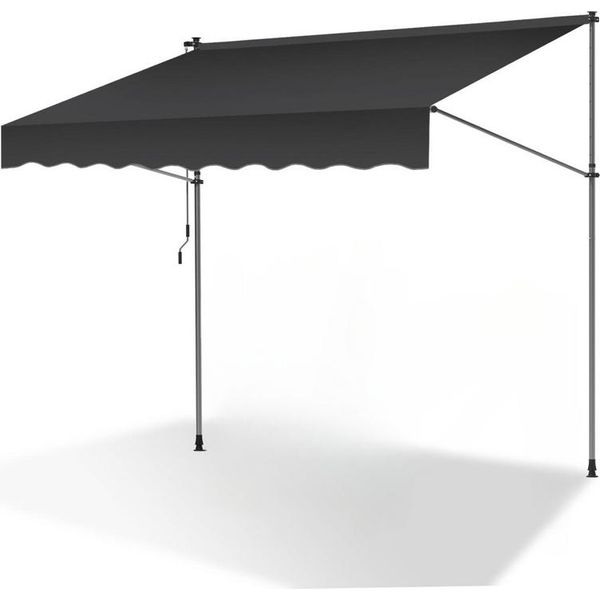 Tenda Da Sole A Pinza Aopunly 250X120Cm Tenda Da Sole Per Balcone Regolabile In Altezza Con Manovella Protezione Solare Senza Foratura Per Terrazza E Balcone Grigio-image