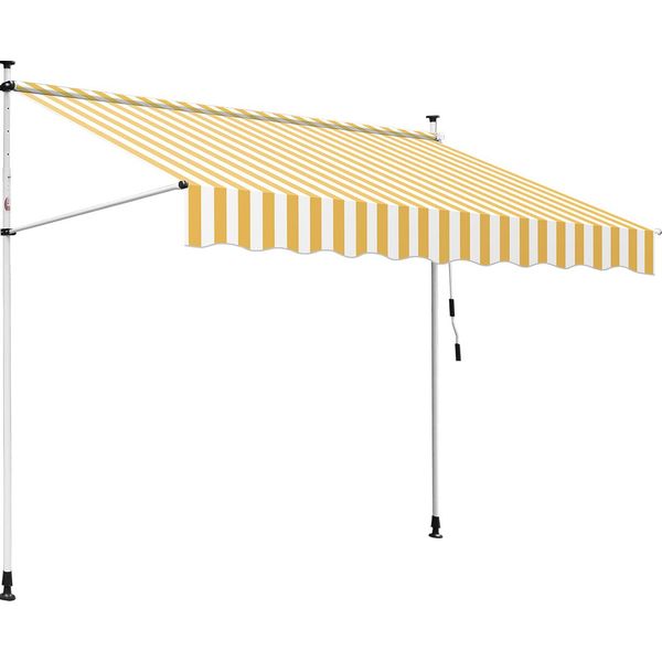 Jayseuw Tenda Da Sole Tenda Da Balcone Resistente Ai Raggi Uv Impermeabile Giallo Bianco 350 Cm-image