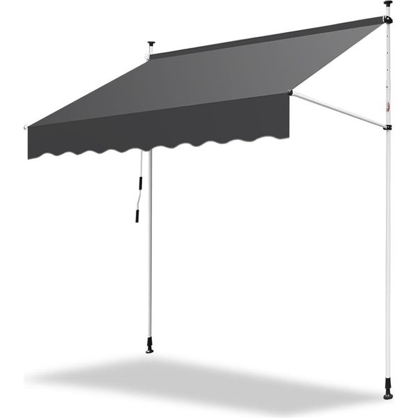 Tenda Da Sole A Pinza Aopunly Tenda Da Sole Balcone Resistente Ai Raggi Uv Impermeabile Grigio 350Cm-image