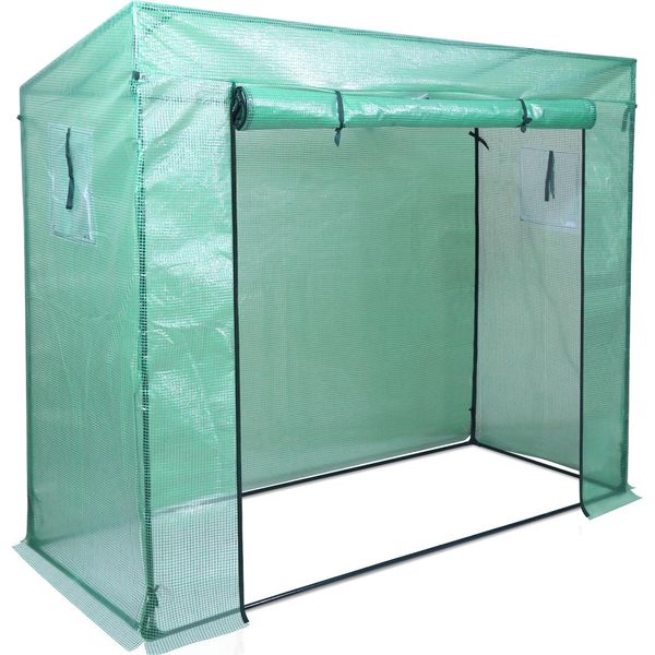 Tolletour Serra In Plastica Serra Per Pomodori 200 X 80 X 173/143 Cm (Lxpxa), Con Rete A Maglie E Finestra Per Il Giardino, Tetto Spiovente, Verde-image