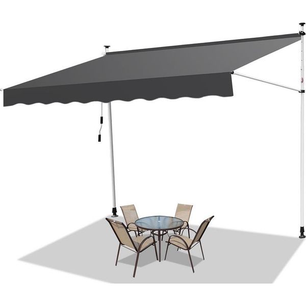 Tenda Da Sole Jayseuw 400X120 Cm Tenda Da Sole Per Balcone Regolabile In Altezza Con Manovella Protezione Solare Senza Forature Per Terrazze E Balconi Grigio-image