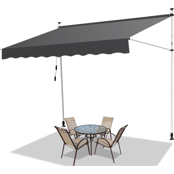 Jayseuw Tenda Da Sole Con Morsetti Tenda Da Sole Per Balcone Resistente Ai Raggi Uv Impermeabile Grigio 250 Cm-image