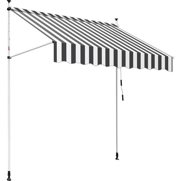 Clanmacy Tenda Da Sole Con Morsetti Tenda Da Sole Balcone Resistente Ai Raggi Uv Impermeabile Bianco Grigio 400 Cm-image