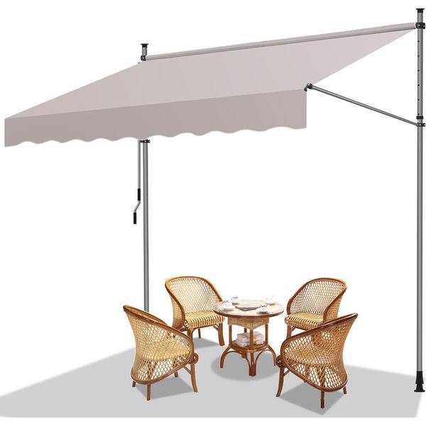 Jayseuw Tenda Da Sole Con Morsetti Tenda Da Balcone Resistente Ai Raggi Uv Impermeabile Beige 250 Cm-image