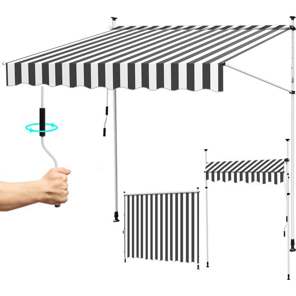 Hengda Tenda Da Sole Tenda Da Balcone Resistente Ai Raggi Uv Impermeabile Bianco Grigio 400 Cm-image