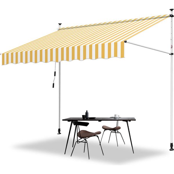 Clanmacy Tenda Da Sole Con Morsetti Tenda Da Sole Balcone Resistente Ai Raggi Uv Impermeabile Giallo Bianco 350 Cm-image