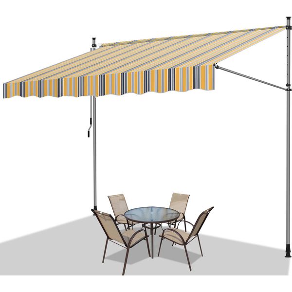 Hengda Tenda Da Sole Con Morsetti Tenda Da Sole Per Balcone Resistente Ai Raggi Uv Impermeabile Giallo Blu 200 Cm-image