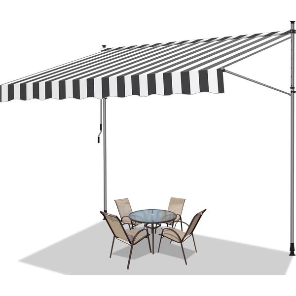 Hengda Tenda Da Sole Con Morsetti Tenda Da Sole Per Balcone Resistente Ai Raggi Uv Impermeabile Bianco Grigio 200 Cm-image