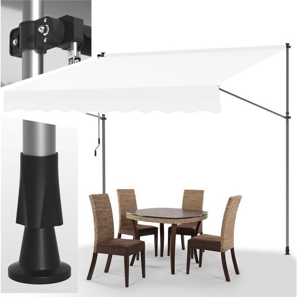 Tenda Da Sole A Morsetto Clanmacy 250X120 Cm Tenda Da Sole Per Balcone Regolabile In Altezza Con Manovella Protezione Solare Senza Forature Per Terrazze E Balconi Crema-image