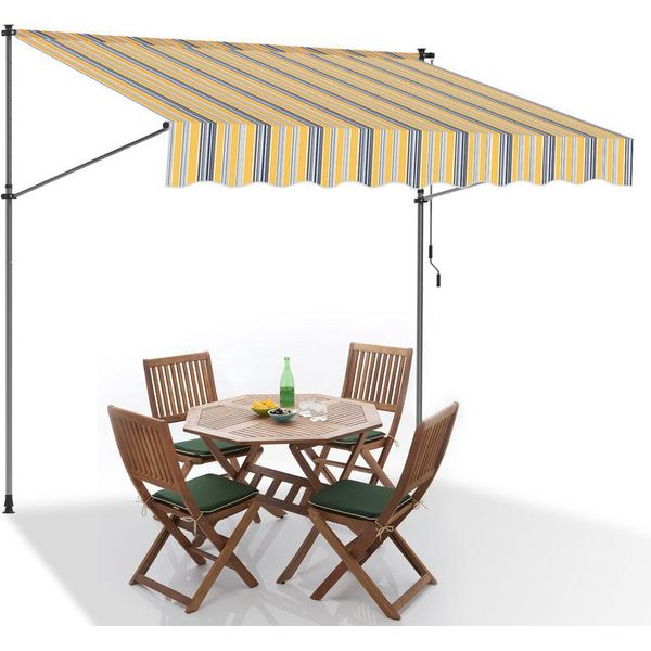 Tenda Da Sole A Morsetto Clanmacy 200X120 Cm Tenda Da Sole Per Balcone Regolabile In Altezza Con Manovella Protezione Solare Senza Forature Per Terrazze E Balconi Giallo Blu-image