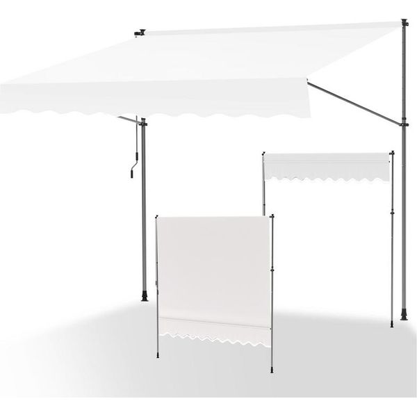 Clanmacy Tenda Da Sole A Morsetto 350X120 Cm Tenda Da Sole Per Balconi Regolabile In Altezza Con Manovella Protezione Solare Senza Foratura Per Terrazze E Balconi Crema-image