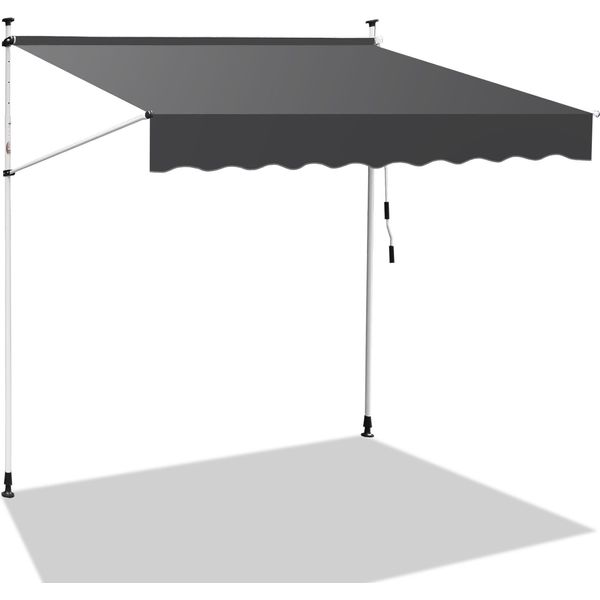 Hengda Tenda Da Sole Con Morsetti Tenda Da Sole Per Balcone Resistente Ai Raggi Uv Impermeabile Grigio 350 Cm-image