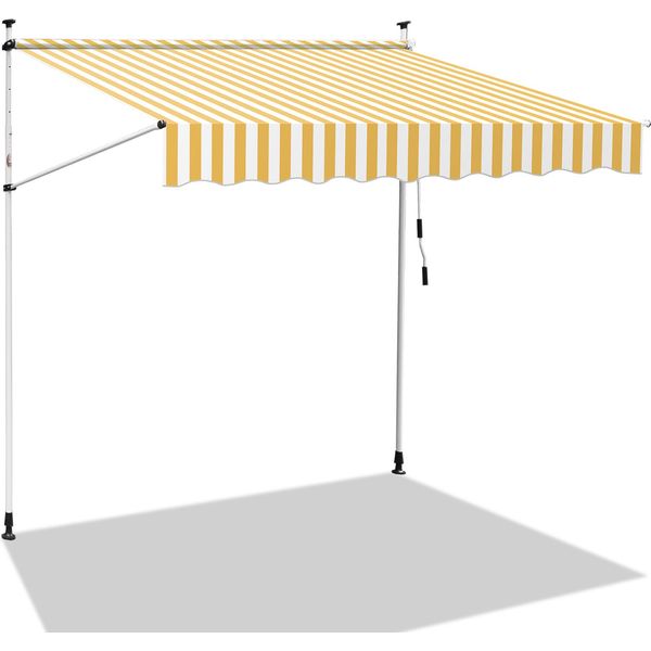 Hengda Tenda Da Sole Con Morsetti Tenda Da Sole Per Balcone Resistente Ai Raggi Uv Impermeabile Giallo Bianco 150 Cm-image