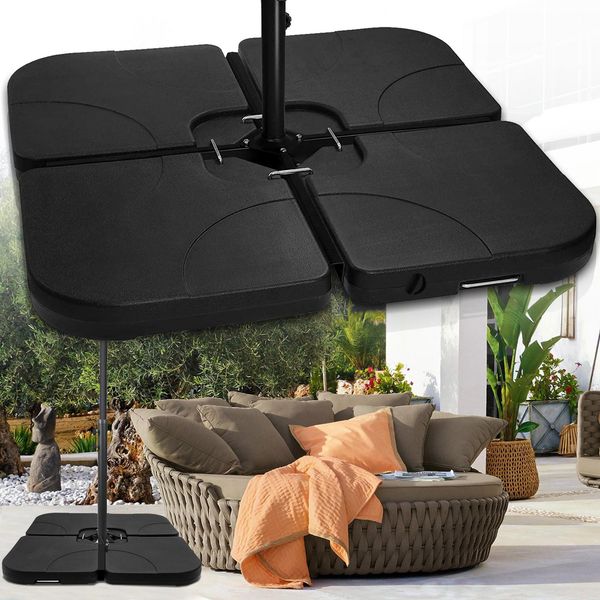 Clanmacy Set Di 4 Basi Per Ombrelloni Riempibili Con Sabbia/Acqua Fino A 80 Kg Base Per Ombrellone In Plastica Hdpe-image
