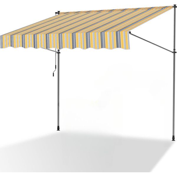 Clanmacy Tenda Da Sole Con Morsetti Tenda Da Sole Balcone Resistente Ai Raggi Uv Impermeabile Giallo Blu 200 Cm-image