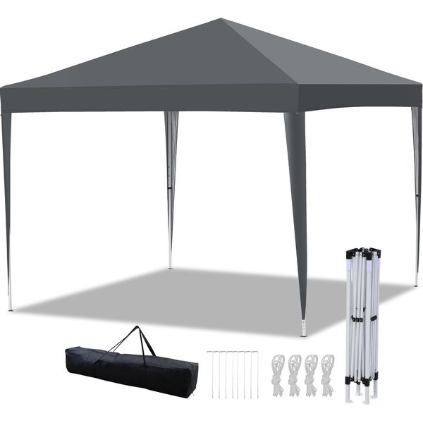 Clanmacy Gazebo Pieghevole 3X3 M Grigio Tenda Da Festa Protezione Uv Regolabile In Altezza Con Borsa Per Il Trasporto, Per Esterni Giardino Campeggio Senza Pareti Laterali-image