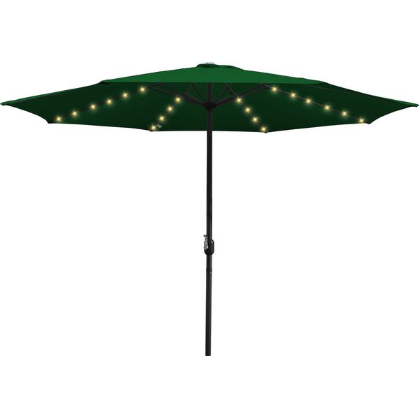 Ombrellone Clanmacy Ombrellone A Braccio Laterale 350 Cm Con Led Solare, Protezione Uv, Manovella - Verde - Ombrellone Da Giardino Ombrellone Da Mercato Ombrellone Con Manovella-image